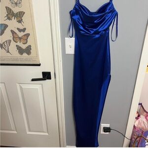 Blue silk formal dress